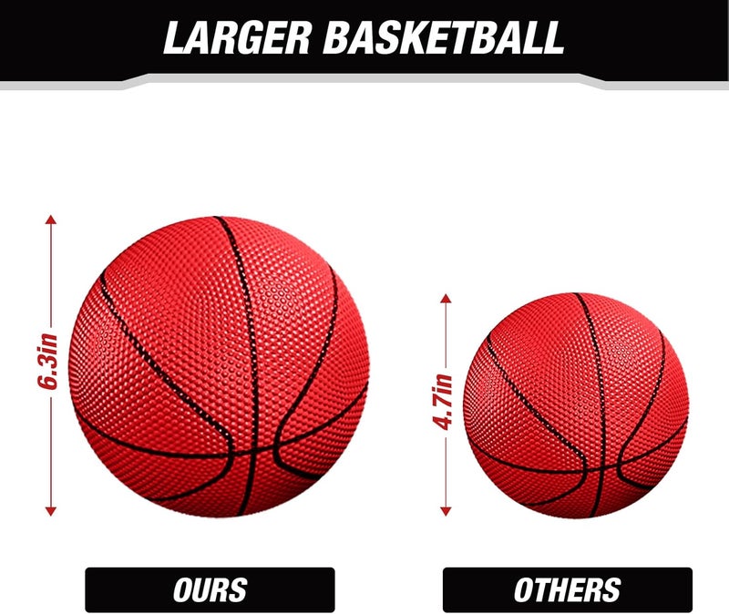 HYES 2 Player Basketball Game, Dual Shot Over The Door Mini Basketball Hoop Indoor with Scoreboard & LED, Basketball Toy Gifts for Kids Boys Girls Adults, Suit for Bedroom/Office/Outdoor/Pool, Black - Image 5